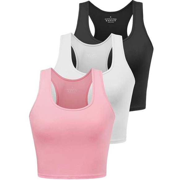Porvike Women's Sports Tank Tops Racerback Cropped Cotton Shirts Value Pk - Picture 1 of 10